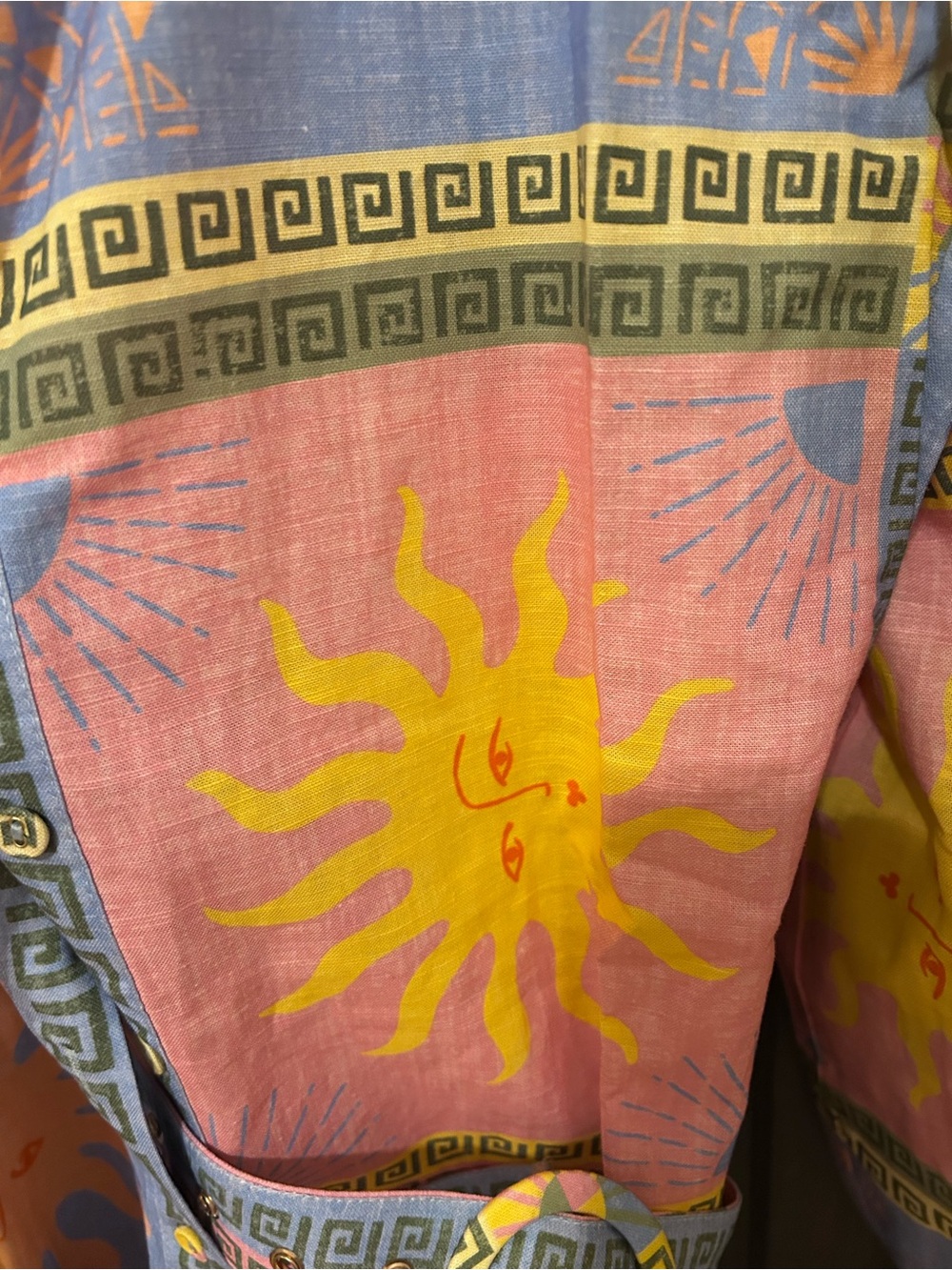 PARADISA by PROSPERINA ANNA MARIA MULTI SUN PRINT LINEN BLEND MIDI DRESS NWT S - Picture 3 of 6